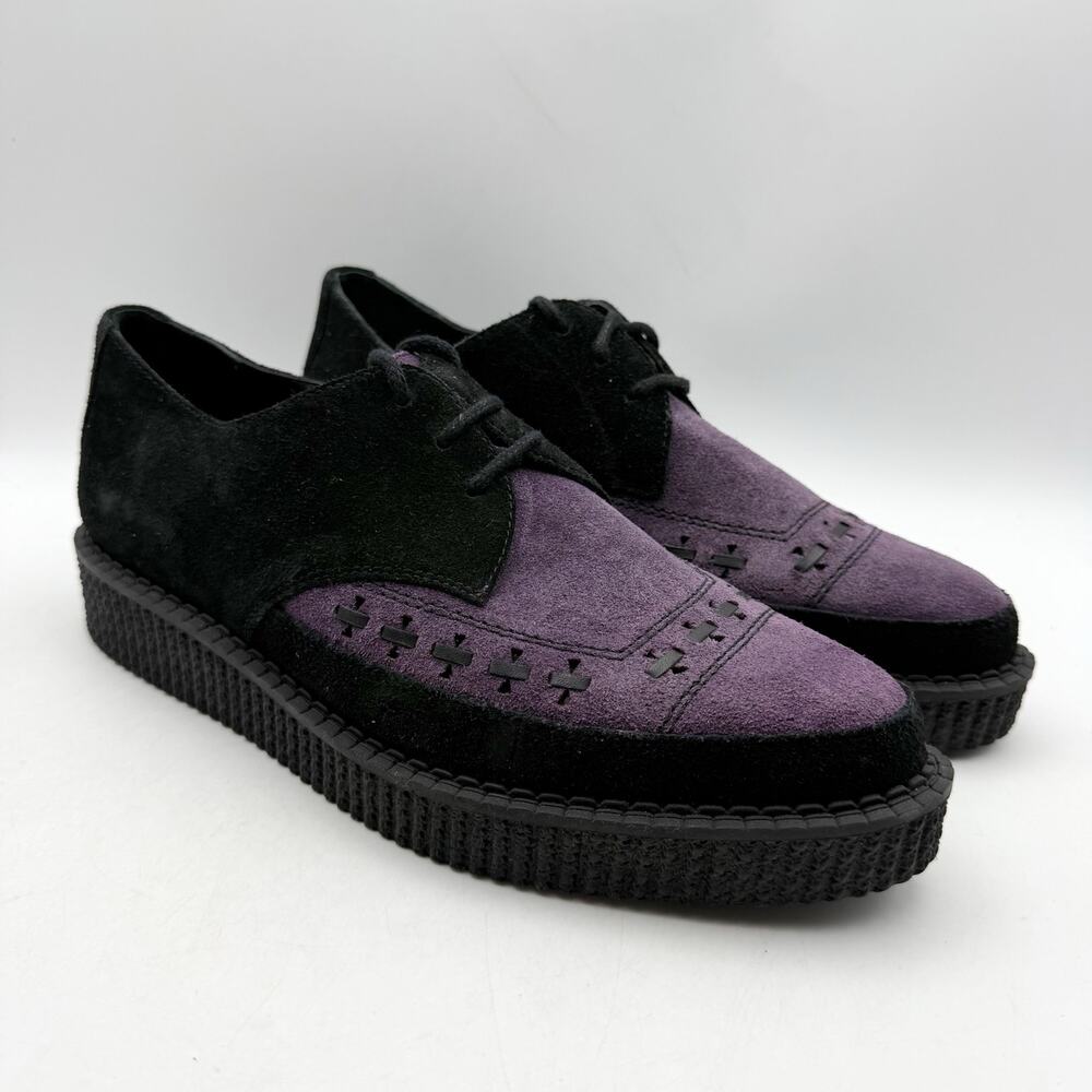 RE/DONE Womens Creeper Oxford Shoes EU 40 US 10 Black Purple Suede Platform NWOB